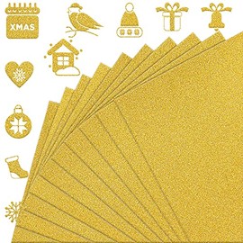 FEILIBAY 20 Sheets Glitter Cardstock Paper, Gold Glitter Paper for Crafts, Birthday and Wedding Party Decorations, Gift Box Packing and Other DIY Projects, Gold, 250GMS