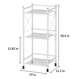 TZAMLI 3 Tier Shelving Unit, Freestanding Bathroom Storage Shelves, Metal Heavy Duty Storage Rack Shelf for Small Space Kitchen Balcony Dorm, White
