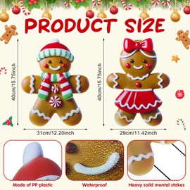 Memorywuu 2 Pack Christmas Metal Stakes 3D Gingerbread Boy and Girl Yard Sign Stake Gingerbread Christmas Decorations Gingerbread Yard Decor for Outdoor Winter Ornament Lawn Pathway Garden(Classic)