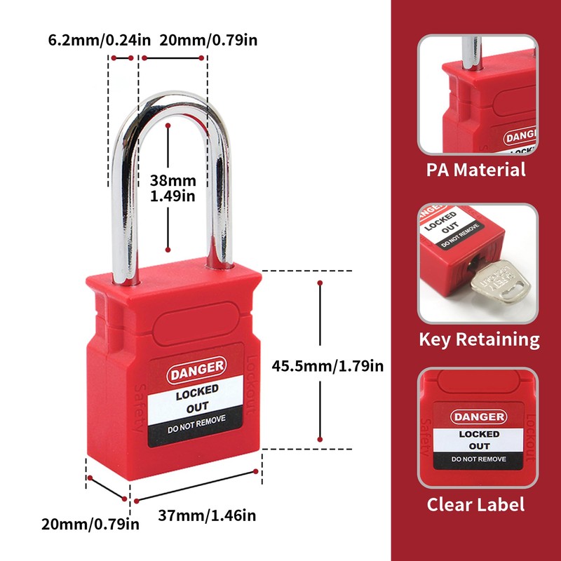 Lockout Tagout Locks - 5 Pack Green Locks, Keyed Alike