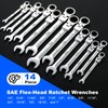 Prostormer 14-Piece SAE Flex-Head Ratcheting Wrench Set, 1/4" to 1"