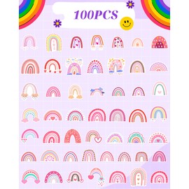 100pcs Colorful Unicron Stickers Pack, Pink Love Uni Corn Pastel Rainbow Stickers Cute Waterproof Vinyl Sticker for Water Bottles Laptop Kindle Scrapbook Planner