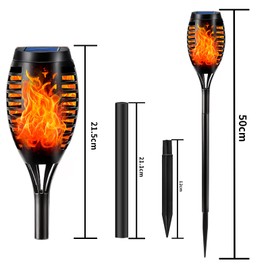 LQWELL® Solarleuchten Solar Fackellicht für Außen Garten 24 Stück 12 LED Solarlampe mit Realistischer Flammeneffekt IP65 Wasserdicht Gartenfackeln Solar Weg Hinterhöfe Rasen Beleuchtung (24 Stück)