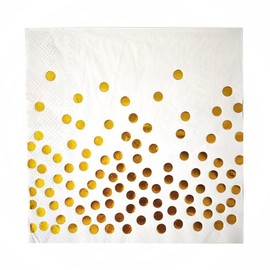 BIMLADUO 20 White Napkins with Gold Dots, Disposable 5x5 inch Paper Napkins, White and Gold Napkins, Decorative Napkins for Weddings, Birthdays, Anniversary Parties
