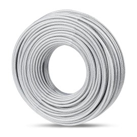 3/16" Wire Rope, 200Ft PVC Coated Steel Cable 7×7 Strand Core, Ideal Cable Railing System for Stair Handrail Balusters Porch Fence Deck, String Light Hanging, Clothesline, Curtains, Shade Sail