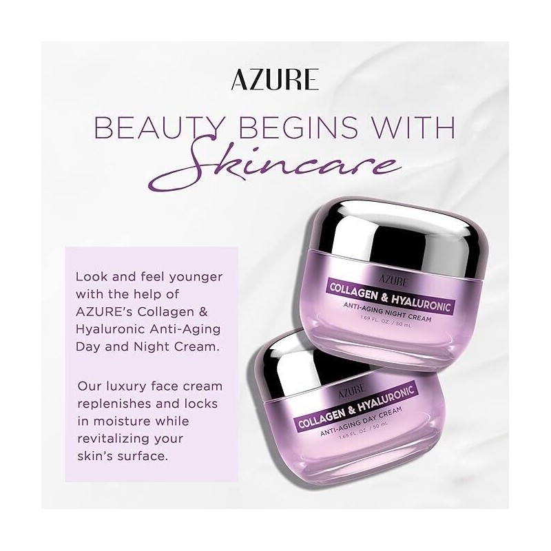 AZURE Collagen & Hyaluronic Acid Day/Night Cream Value Set -2x