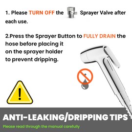 Terapaton RV Bidet Sprayer, RV Handheld Bidet with Water Hose & RV Fitting, Wall-Mount Toilet Sprayer for Motorhomes, Fifth Wheels, Trailers & Campers Toilet (Model 107)