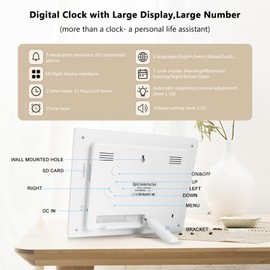 Large Display Digital Calendar Clock with Day and Date for Elderly-Dementia Clock for Seniros Large Number Digital Clocks with 8 Alarm Options & Auto-Dimming