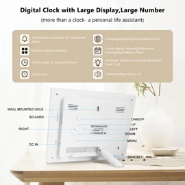 Large Display Digital Calendar Clock with Day and Date for Elderly-Dementia Clock for Seniros Large Number Digital Clocks with 8 Alarm Options & Auto-Dimming