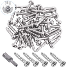 Glarks 51Pcs #8 x 3/4'' Button Head Torx Security Sheet Metal Screws Stainless Steel Tamper Resistant Screws Set with T20 Bit (50pcs #8 x 3/4'')