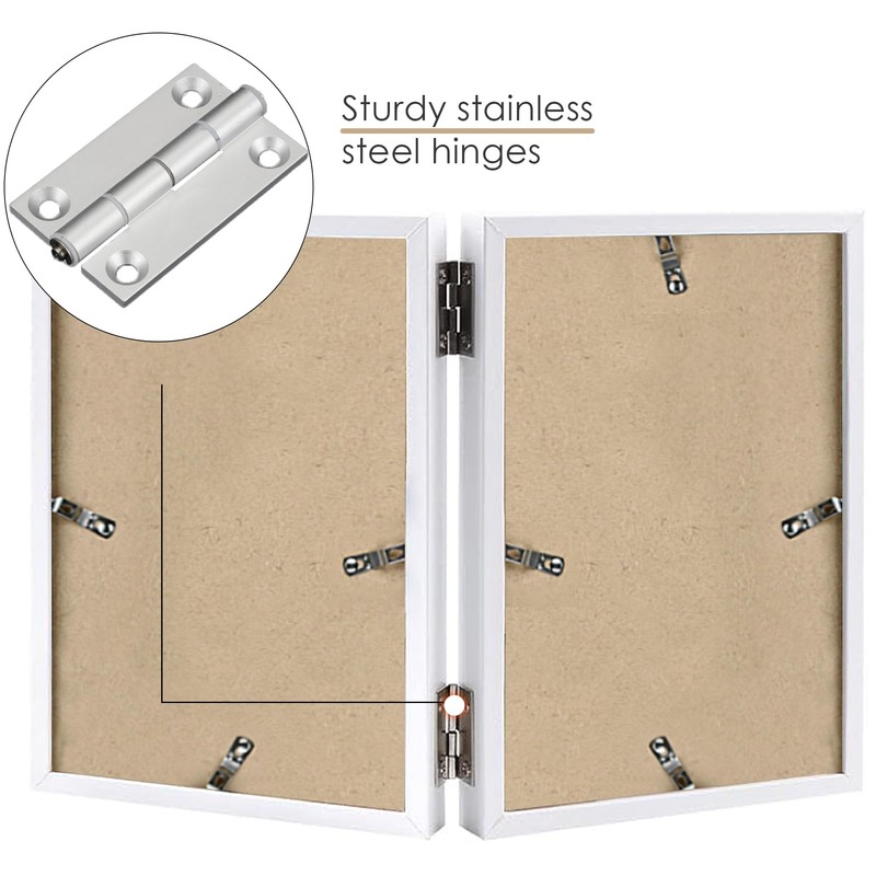 Tinkeps Double Photo Frame 6x4, Hinged Folding Picture Frames 4x6