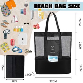 SNONESIY Beach bag, bath bag women, foldable bath bag, XXL family, portable beach bag, XXL family, beach bag large, suitable for travel, shopping, picnic, gym, black