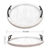 SwallowLiving White Wooden Beaded Serving Tray with Handle Decorative Rustic