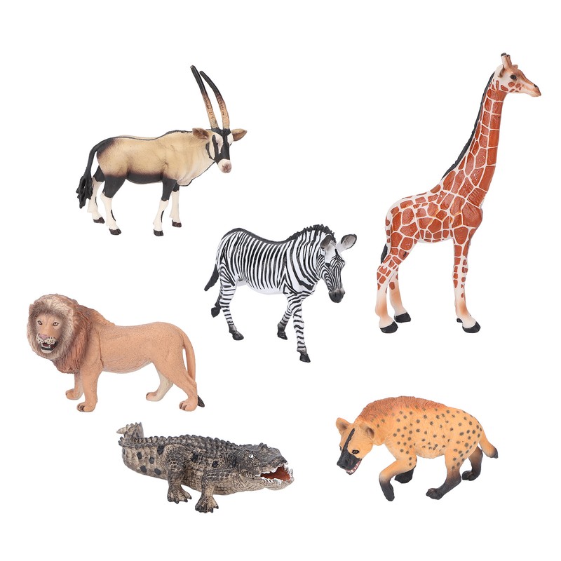 6Pcs Animals Toys Set Simulation Vivid Wild Jungle Zoo Plastic