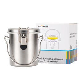 MEEDEN Portable Paint Brush Washer: Airtight Stainless Steel Artist Brush Cleaner for Oil & Acrylic Painting - Small