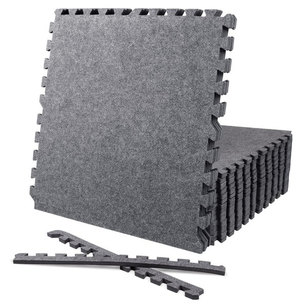 CAPHAUS EVA Foam Floor Tiles with Carpet Top, 24 Inch