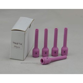 RIVERWELD TIG Alumina Nozzles Ceramic Cups Long 796F74 3XL# 3/16" 5.0mm Orifice for DB PTA SR WP 9 20 25 TIG Welding Torch Pack of 10