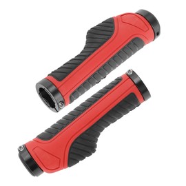 BULLSPANN 1 Pair Bicycle Handlebar Grips, Non-Slip Ergonomic Design Bicycle Grips, Handlebar Grips with Aluminium Alloy Lock for E-Bike, Trekking, Bike, MTB, Red