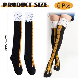 Idota Chicken Leg Socks 5 Paares, Funny Socks Witzige Socken Hühner Socken Kostüm Damen Hühnersocken Geschenke Hühnerbein Overknee Stocking Personalisierte Wärmer Strümpfe Komische Stockings