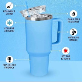 Crave 40oz Tumbler With Handle And Straw l Insulated Stainless Steel Double Wall