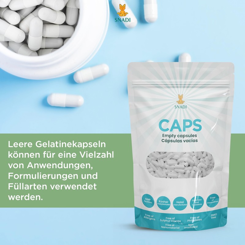 Gelatin Capsule Size 00 Pack of 1000 Empty Capsules White