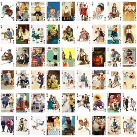 FLONZGIFT Norman Rockwell Playing Cards (Poker Deck 54 Cards All Different) Vintage Retro Magazine Illustrations