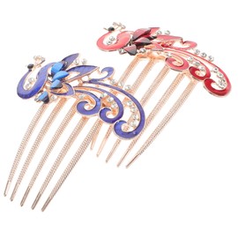 Outanaya 2pcs Alloy Rhinestone Peacock Hair Comb for Women Decorative Styling Accessory for Special Occasions Versatile Use with Glamorous Accents Durable and Multifunctional Design