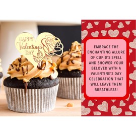 6x Valentine's Day Acrylic Cupcake Toppers Heart shaped Tags Valentines Love Valentine Toppers (STYLE 4)