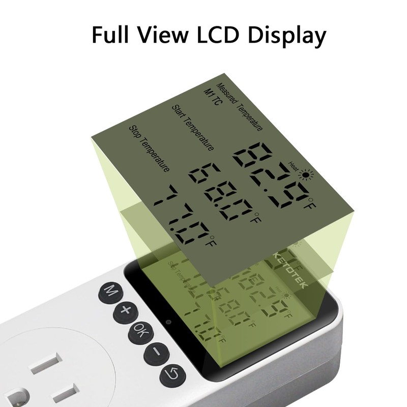 KETOTEK KT3200PRO Digital Temperature Controller Outlet Day Night Thermostat Plug