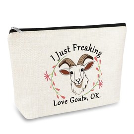 Goat Lover Gift Funny Goat Makeup Bag Goat Gifts for Women Girls Animal Lover Gift Cosmetic Bag Goat Themed Gifts Crazy Goat Lady Gifts Birthday Graduation Gifts for Her Best Friend Make Up Pouch