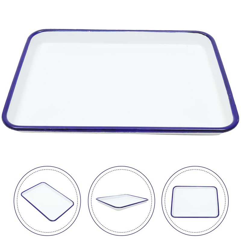 Kichvoe White Enamel Baking Cookie Sheet, Enamelware Roll Pan Ceramic