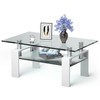 LUARANE Glass Coffee Table, 2 Tier Central Table with Lower