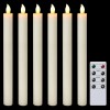 Ivory Flameless Taper Candles with Remote and Timer 6 Pack