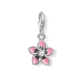 Thomas Sabo Women Charm Pendant Pink Flower Charm Club 925 Sterling Silver 1354-041-9