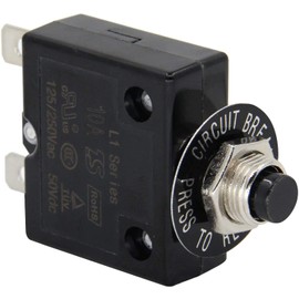 Namvo 125-250V AC 50V DC Push Button Circuit Breaker 5 Amps Thermal Overload Protector L1 Series Manual Reset Thermal Circuit Breaker 10A