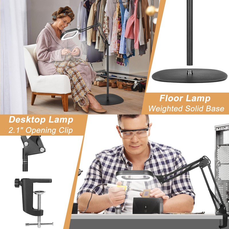 IVMAIE 10X Magnifying Glass with Light and Stand, 3-in-1 Magnifying