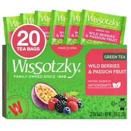 Wissotzky Wild Berries & Passion Fruit Green Tea, 20 Tea Bags | Antioxidant Rich | Tropical Blend Green Tea Bags