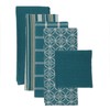 DII Assorted Woven Kitchen Set, Dishtowel, 18x28, Dishcloth, 13x13, Teal,