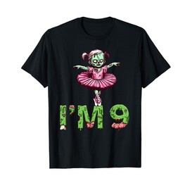 9th Birthday Party Zombie Ballerina Tutu Birthday I'm 9 Cute T-Shirt