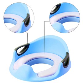 GrassVillage Potty Training Seat for Kids, Toddlers | Toilet Training Seat for Boys Girls with Handles, Backrest and Anti-Splash Design | Fits Round & Oval Toilets (Blue)