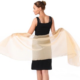 LQSCJS Stole Women's Chiffon Scarf 200 x 70 cm Stole Women's Festive Chiffon Scarf Shawl Multifunctional Scarf Lightweight for Evening Dress or Wedding Dress, champagne