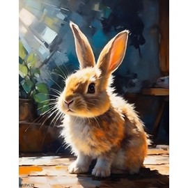 WUIVCTR Rabbit Paint by Number Kit for Adults, Bunny Art Painting, Digital Painting Art, Unleash Your Creative Potential,16x20inch, Without Frame