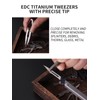 TIKIDESIGN Precision Tweezers Titanium Tweezers for Men, Chip Tweezers Craft
