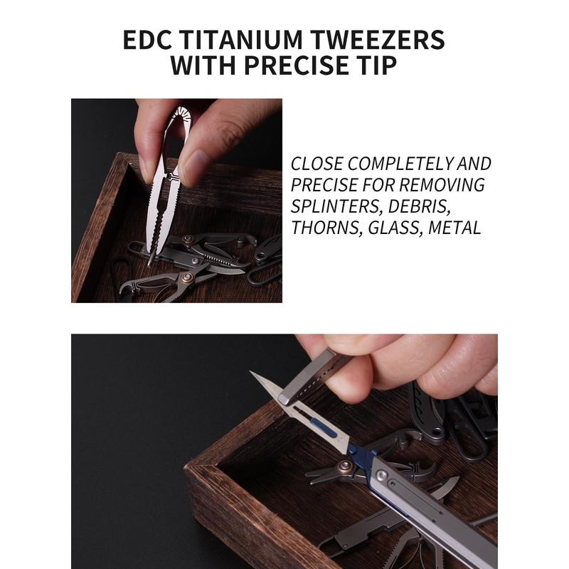 TIKIDESIGN Precision Tweezers Titanium Tweezers for Men, Chip Tweezers Craft