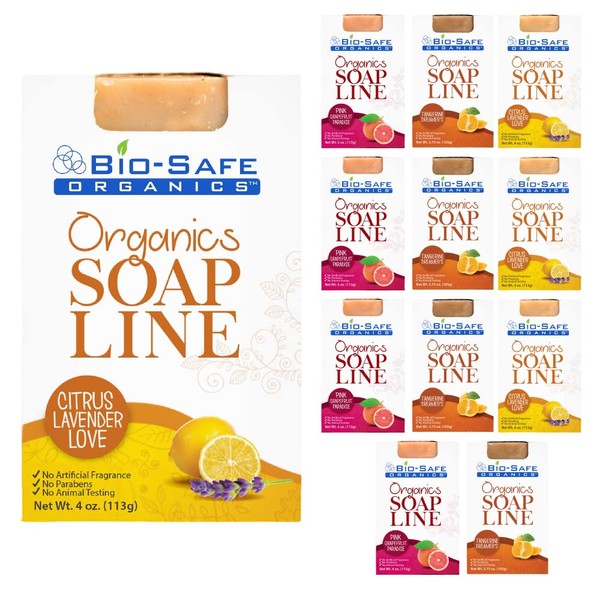 Bio-Safe Organics Tropical & Fruit Organic Soaps - Pack of 12 - Organic Handmade All Natural 100% Organic