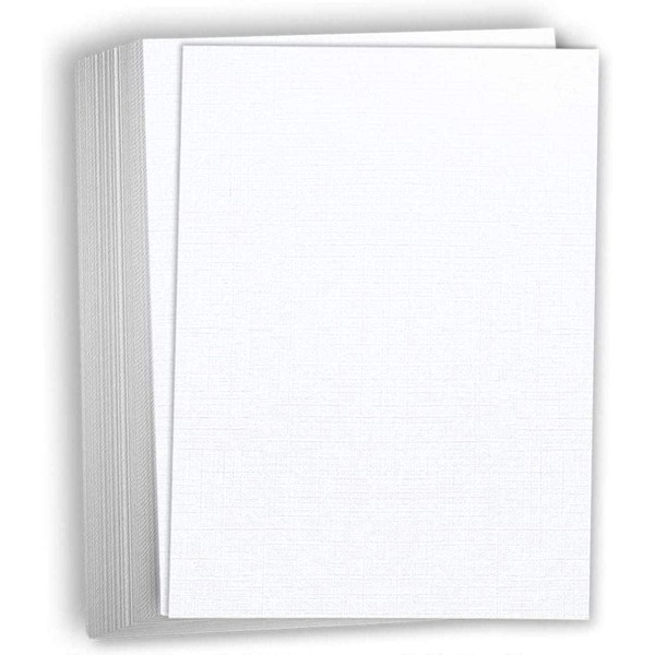 Hamilco Papel grueso de cartón texturizado de lino blanco, 28 x 43 cm, peso pesado, 80 libras, paquete de 25