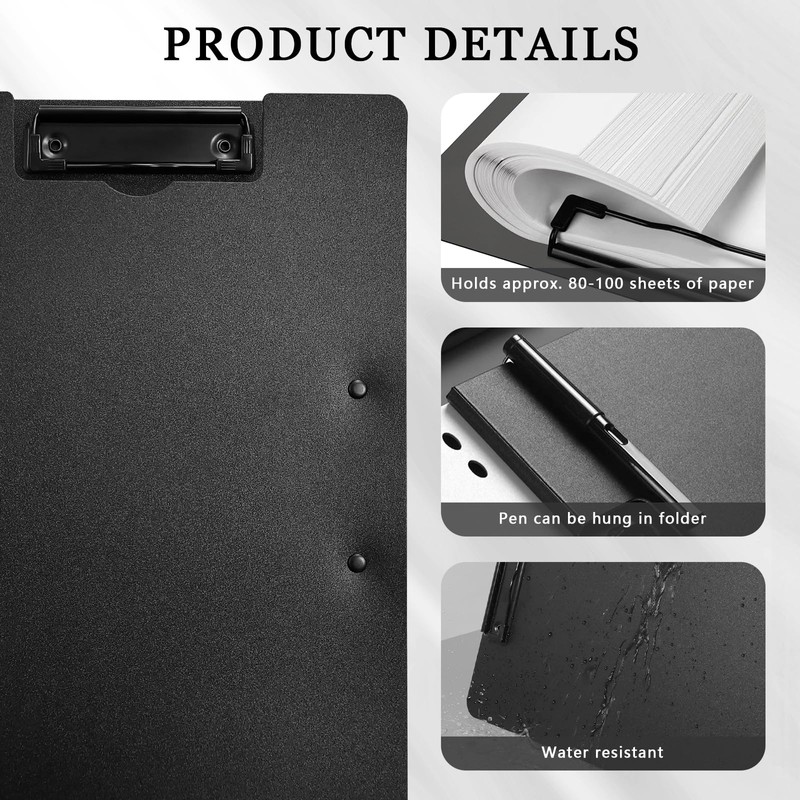 Pack of 2 A4 Clipboard, Clipboard Folder with 2 Clips,