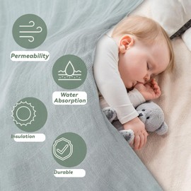 Muslin Swaddle Blankets, 3 Pack Nursery Wrap Receiving Blankets for Baby Boys and Girls, Soft Breathable Gift for Newborn