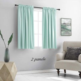 DONREN Cream Beige Room Darkening Curtain Panels for Bedroom - Thermal Insulated Rod Pocket Drapes for Living Room (W 42 x L 45 Inch,2 Panels)