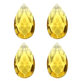PATIKIL K9 Crystal Pendants Teardrop Beads, 4 Pack 38mm Chandelier Prisms Parts Hanging Beads DIY Lamp for Arts Crafts Decoration, Golden